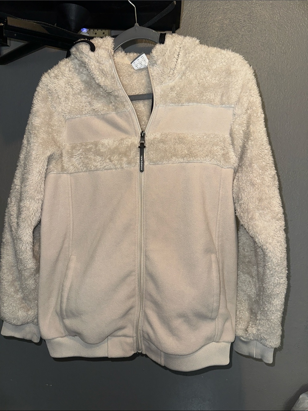 New Balance Cream Sherpa Zip-Up Hoodie Jacket